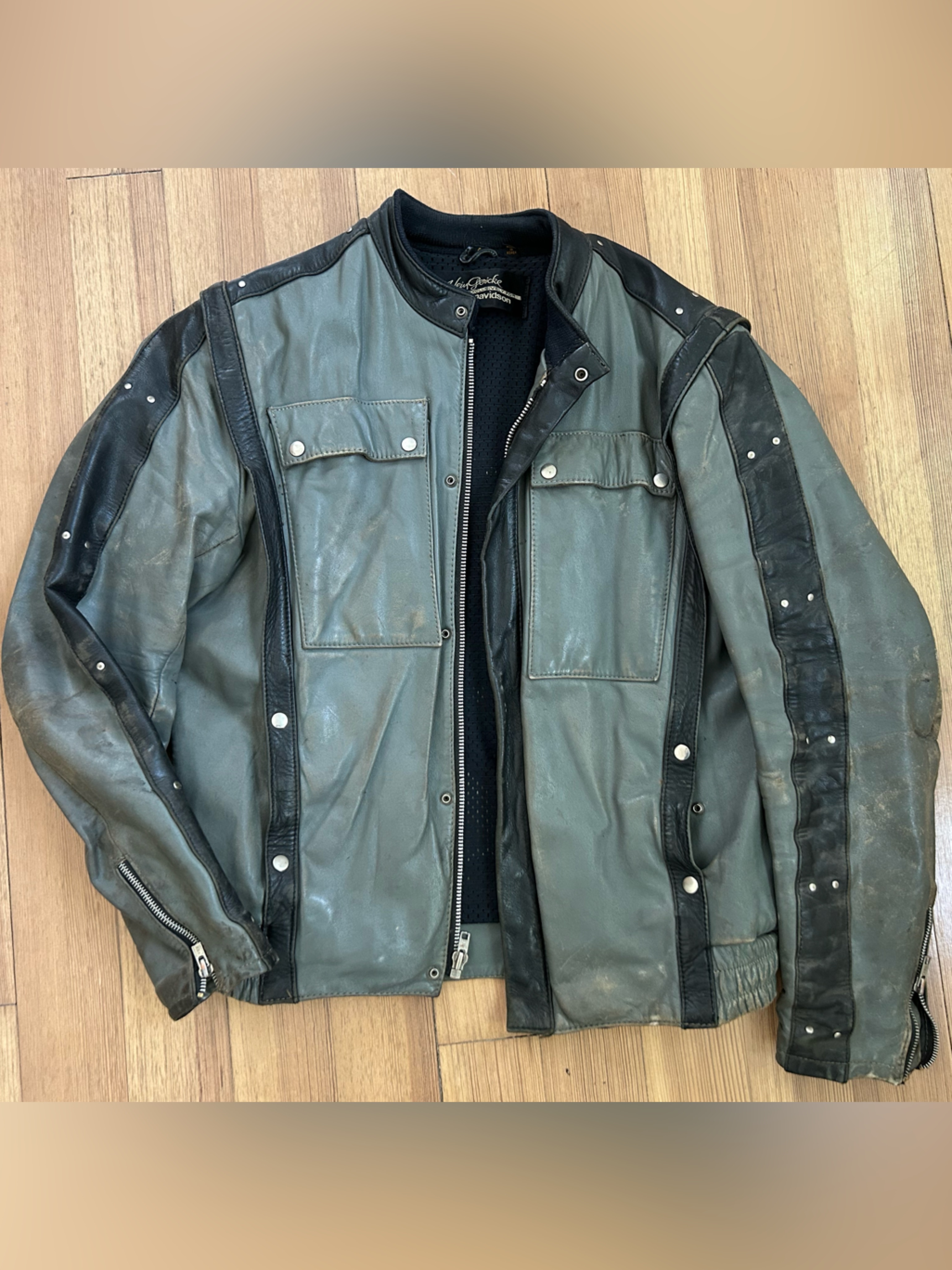 Hein Gericke Harley Davidson Leather Motorcycle Jacket Mesh Lined Gray 40 (M)